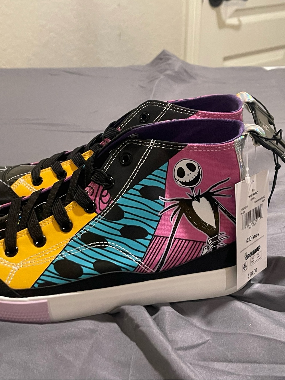 Disney Jack Skellington High-Top Sneakers in Yellow Teal Pink Black